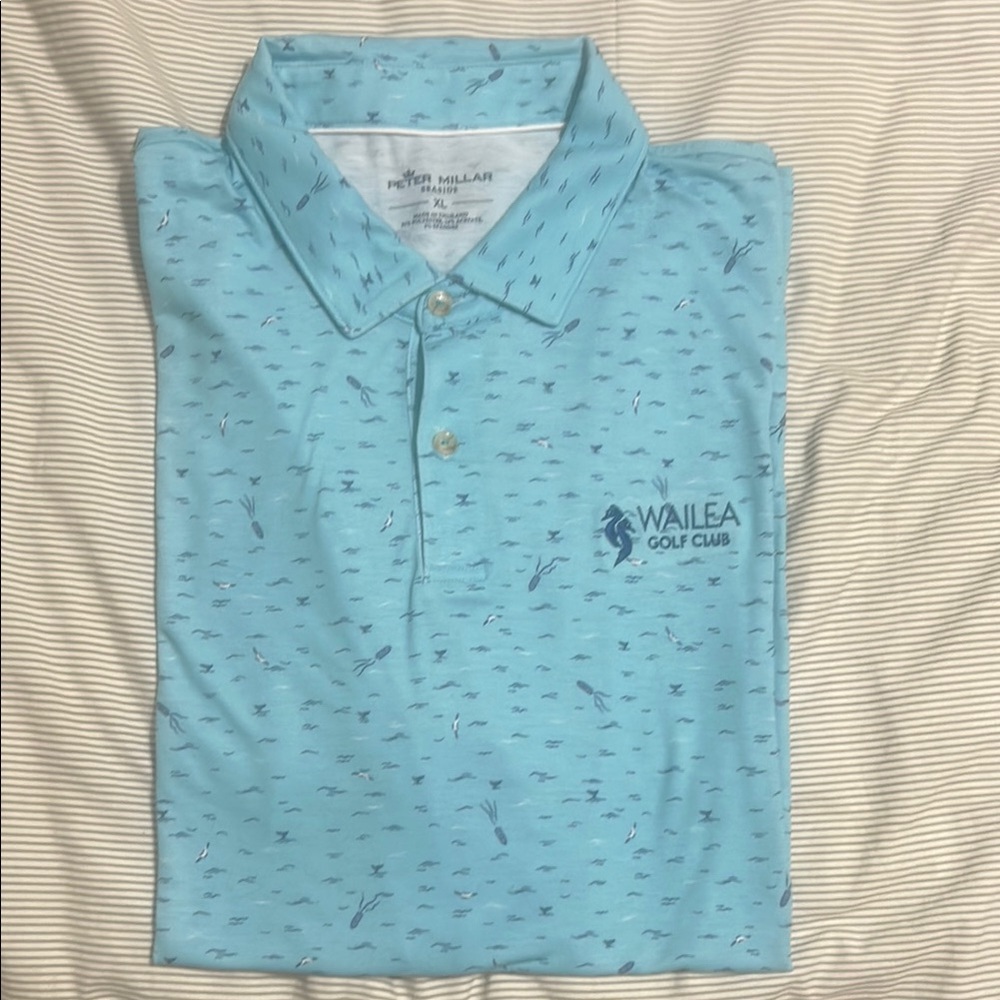 Peter Millar Seaside Blue Club Polo Seagull’s & Boats Pattern XL EUC